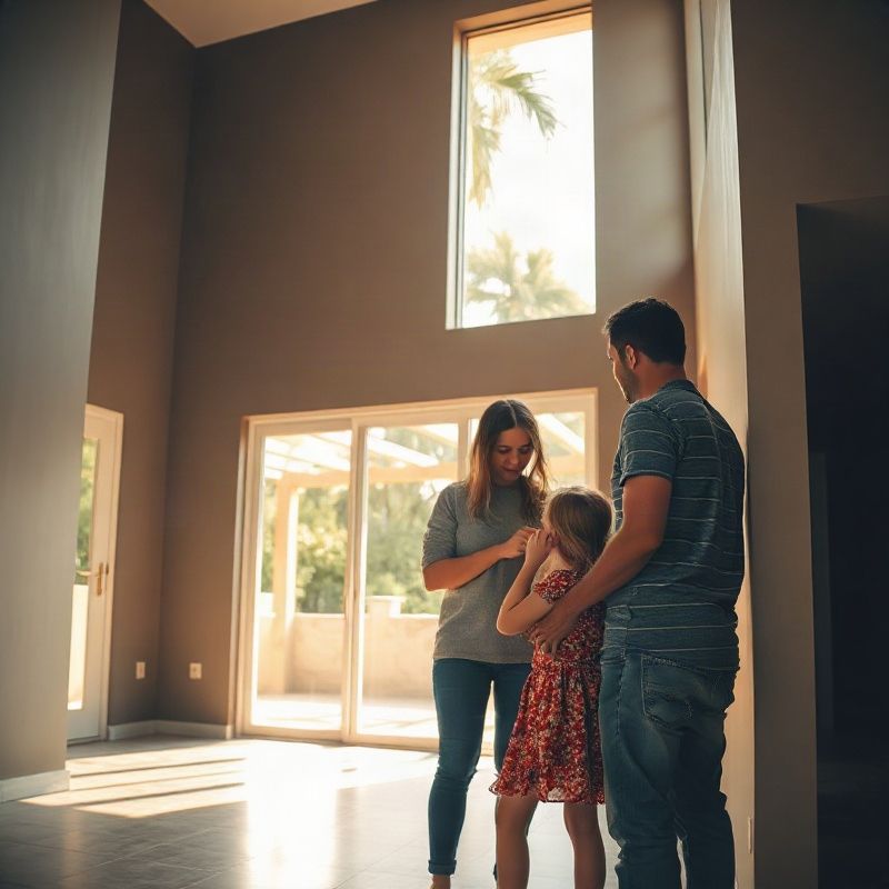 Família visitando um espaço residencial recém-finalizado em Porto Alegre